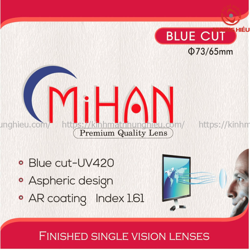 Tròng kính MiHan 1.61 AS HMC Blue Cut UV420