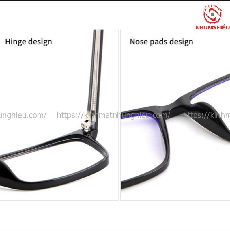 Combo Gọng Chữ Nhật Nhựa Dẻo & Mihan Blue Cut