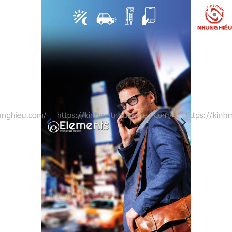 Tròng Elements Blue UV Cut Night Air 1.61AS Chống Ánh Sáng Xanh