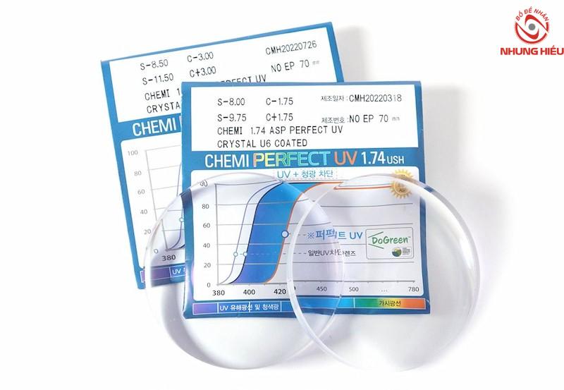 Tròng kính Chemi U6 1.74 Siêu Mỏng Perfect UV
