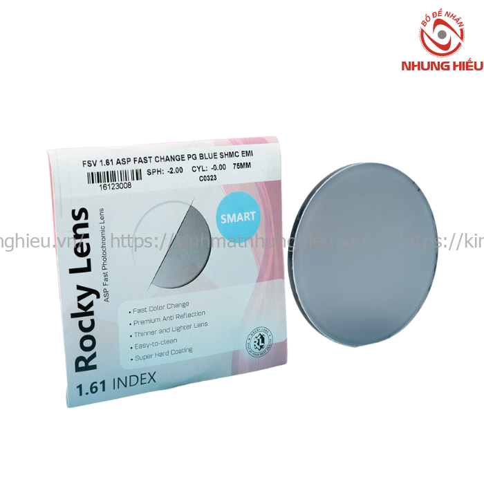 Tròng kính Rocky Đổi Màu SMART 1.61 ASP Lọc ASX