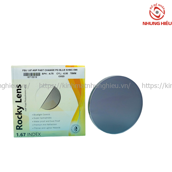Tròng Rocky 1.67 ASP Đổi Màu SMART Siêu Mỏng Lọc ASX