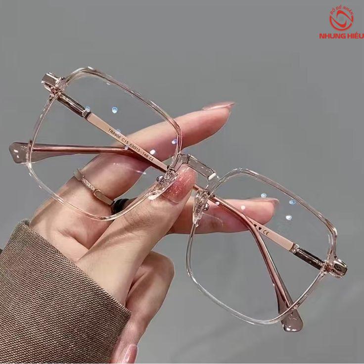 Gọng kính cận nữ dễ thương vàng hồng