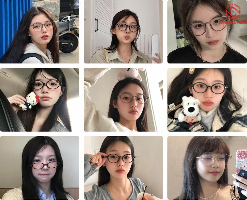 Mẫu gọng kính cận nữ mặt tròn