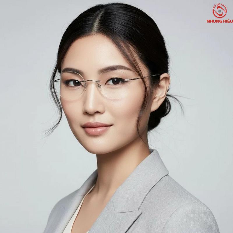 Gọng kính cận nữ mặt kim cương