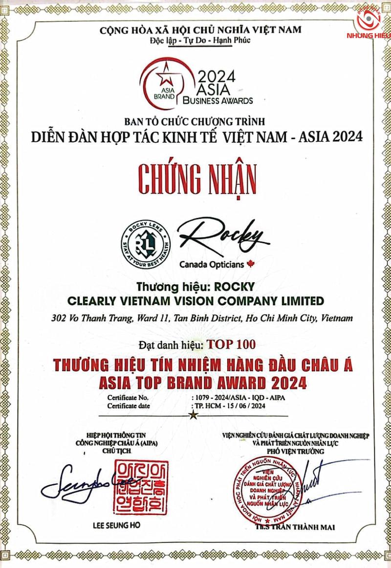 Top 100 Thương hiệu Tín nhiệm Hàng đầu Châu Á 2024 của Rocky
