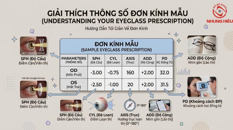 Cách đọc đơn kính mắt